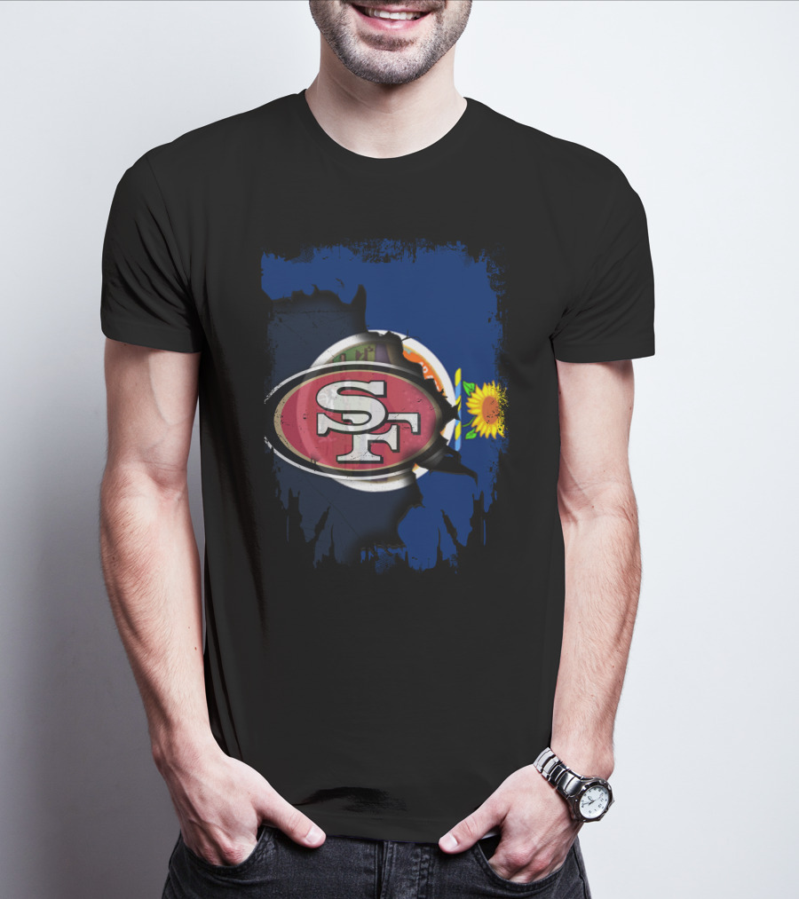 Together Kansas 49ers SF Football Logo Sunflower Flag T-Shirt
