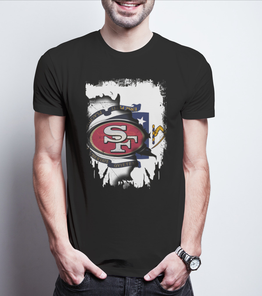 Massachusetts And 49ers United Emblem T-Shirt