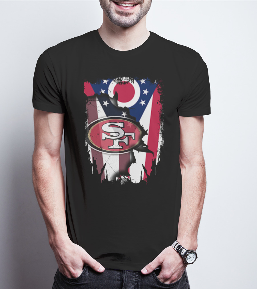 Ohio Flag San Francisco 49ers Sf Logo Fusion T-Shirt