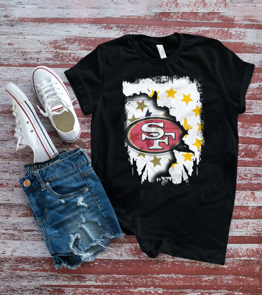 Together Rhode Island 49ers SF Logo Stars Map T-Shirt