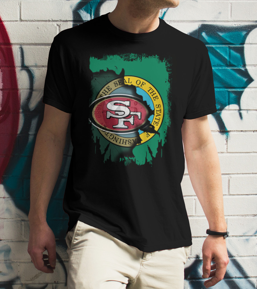 SF 49ers With Washington State Seal Clash T-Shirt