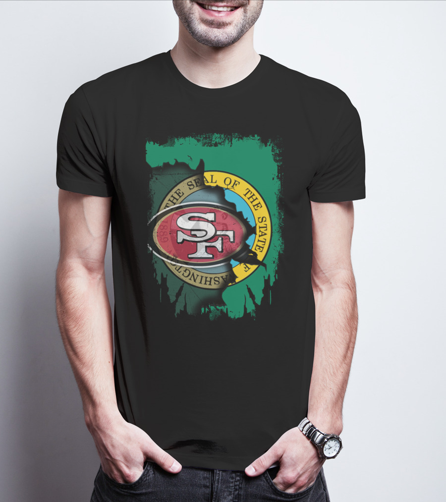 SF 49ers With Washington State Seal Clash T-Shirt