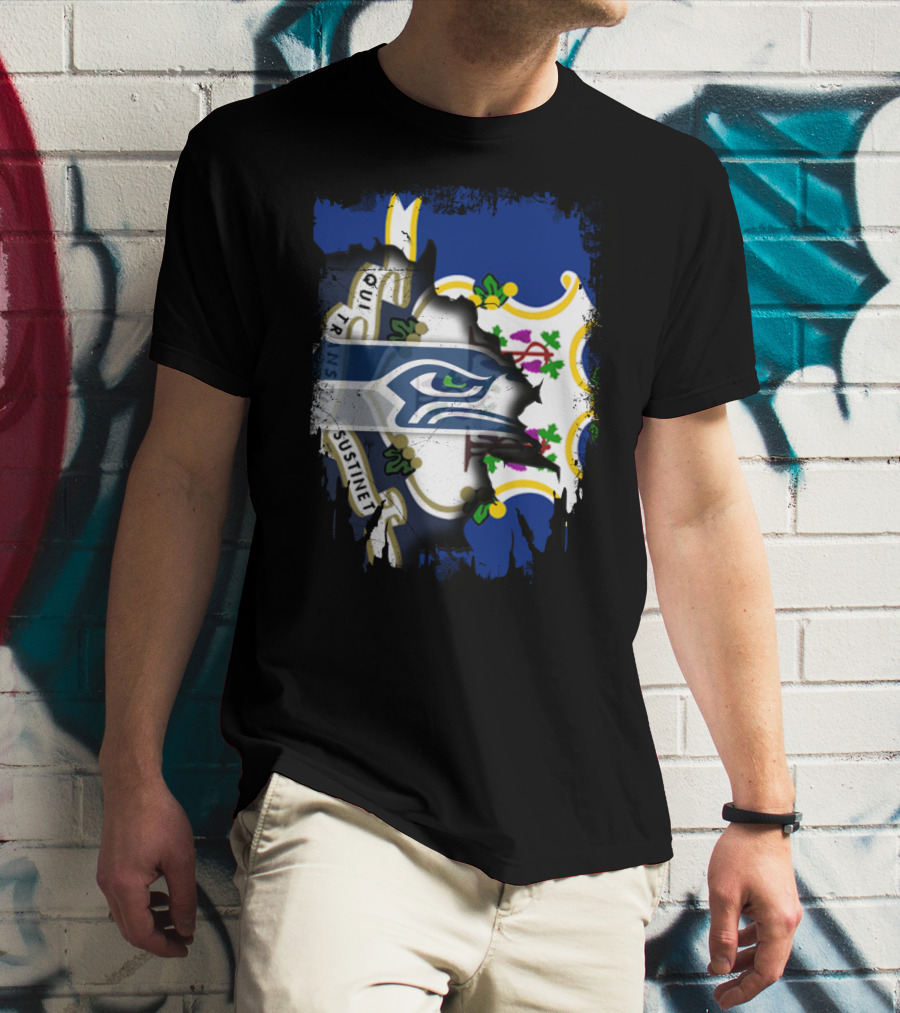 Connecticut State Pride With Seattle Seahawks T-Shirt