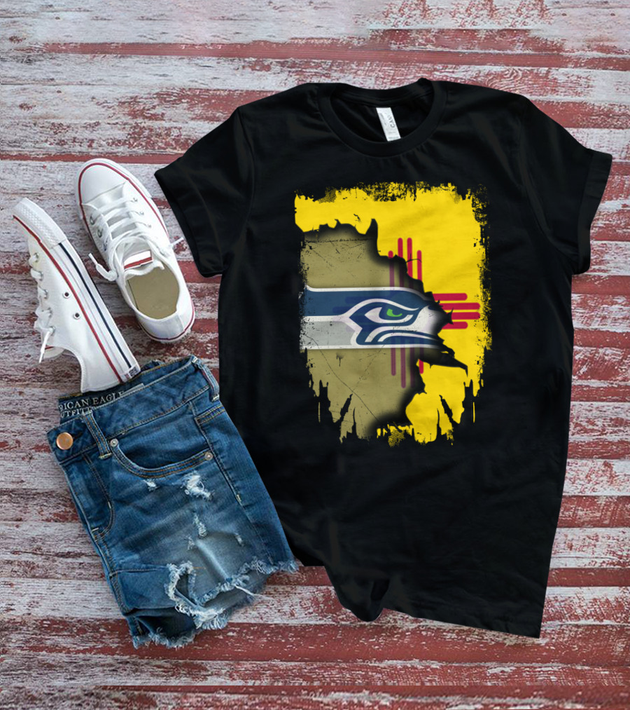 New Mexico Zia With Seahawks Logo Fusion T-Shirt