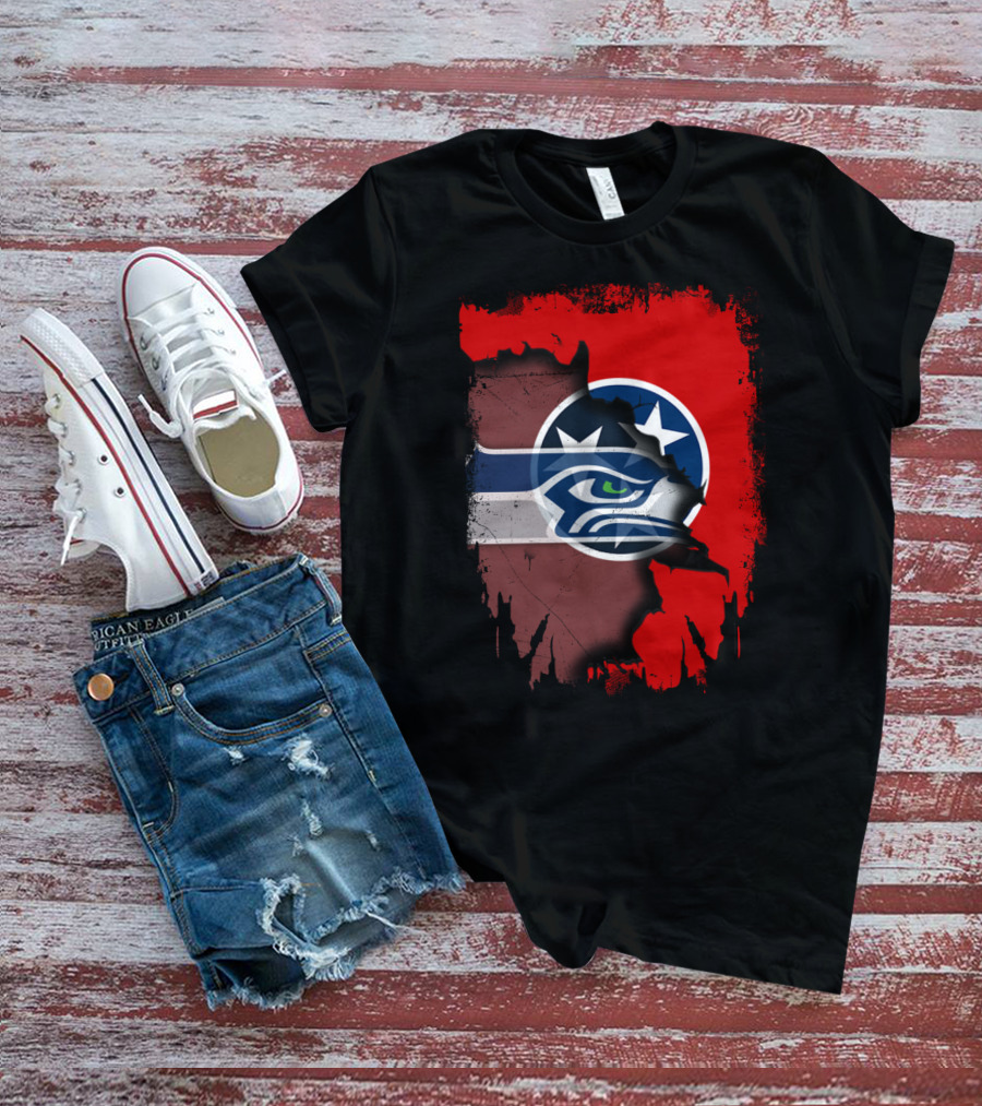 Tennessee Flag Seahawks Logo Fusion T-Shirt
