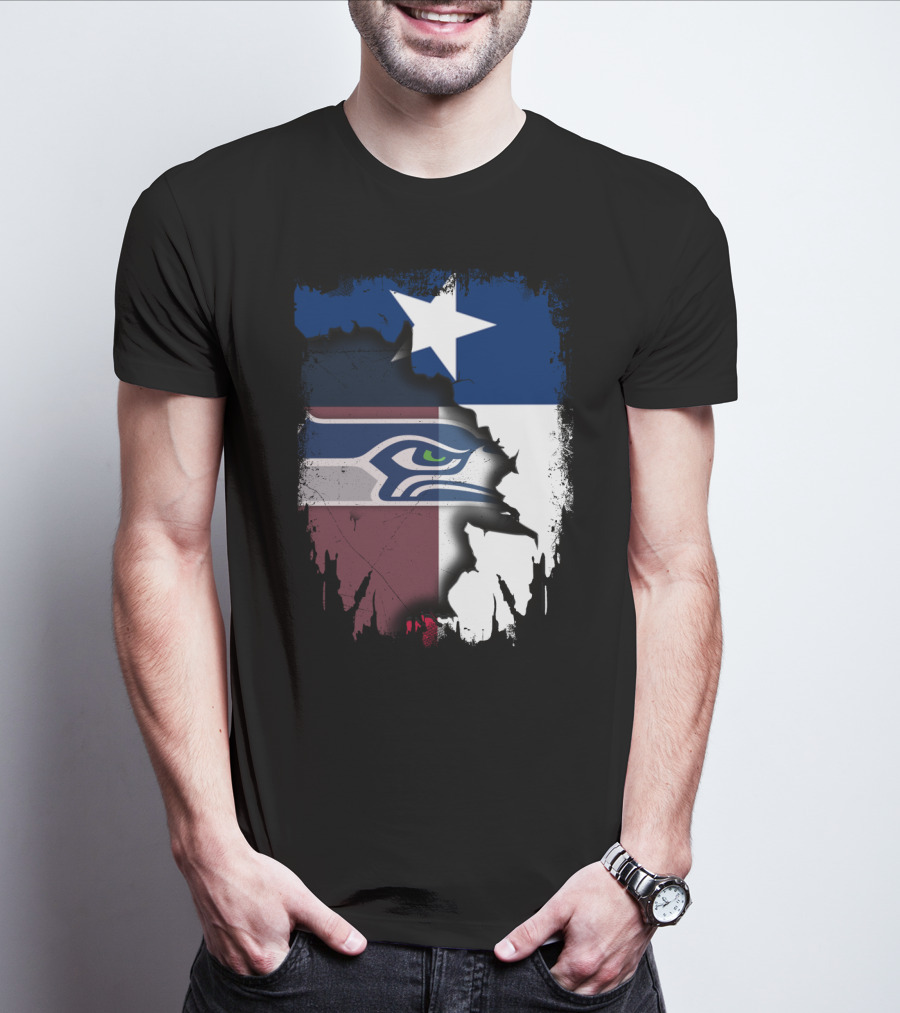 Texas And Seahawks United With Lone Star Sea Hawk T-Shirt