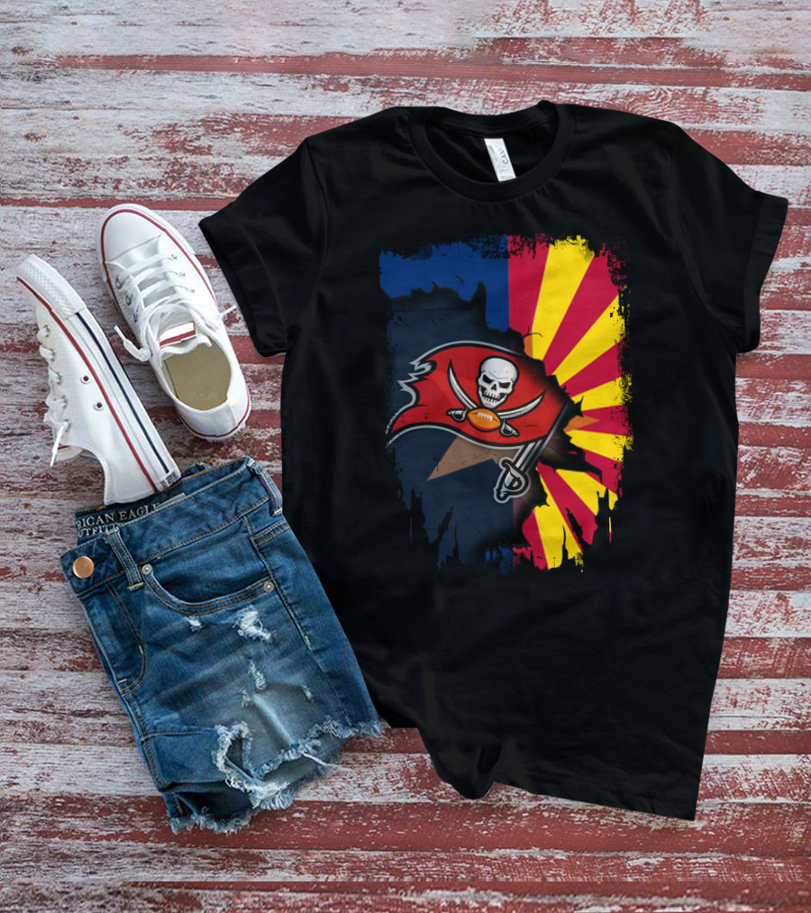 Arizona State Flag And Buccaneers Logo Together T-Shirt