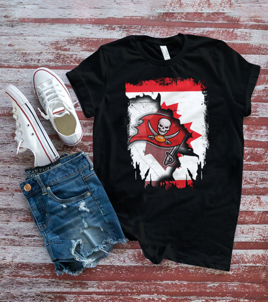 Canada Flag Buccaneers Football Fusion T-Shirt