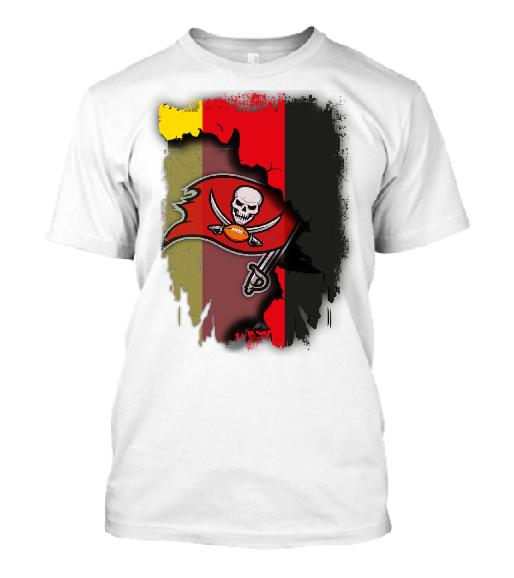 Germany Flag With Buccaneers Skull And Crossed Swords Emblem T-Shirt