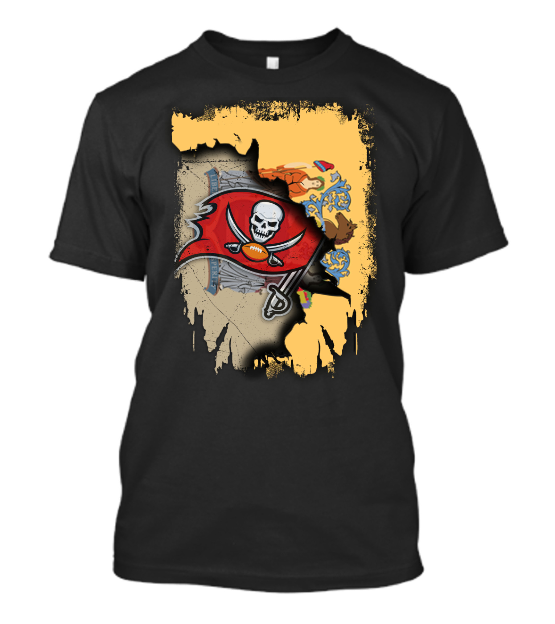 Together New Jersey Buccaneers Football Flag Map T-Shirt