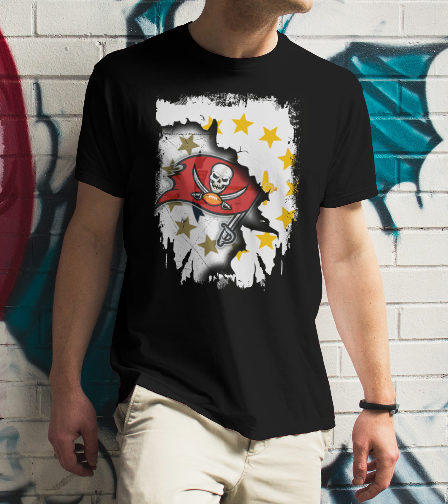 Together Rhode Island With Buccaneers Flag And Stars T-Shirt