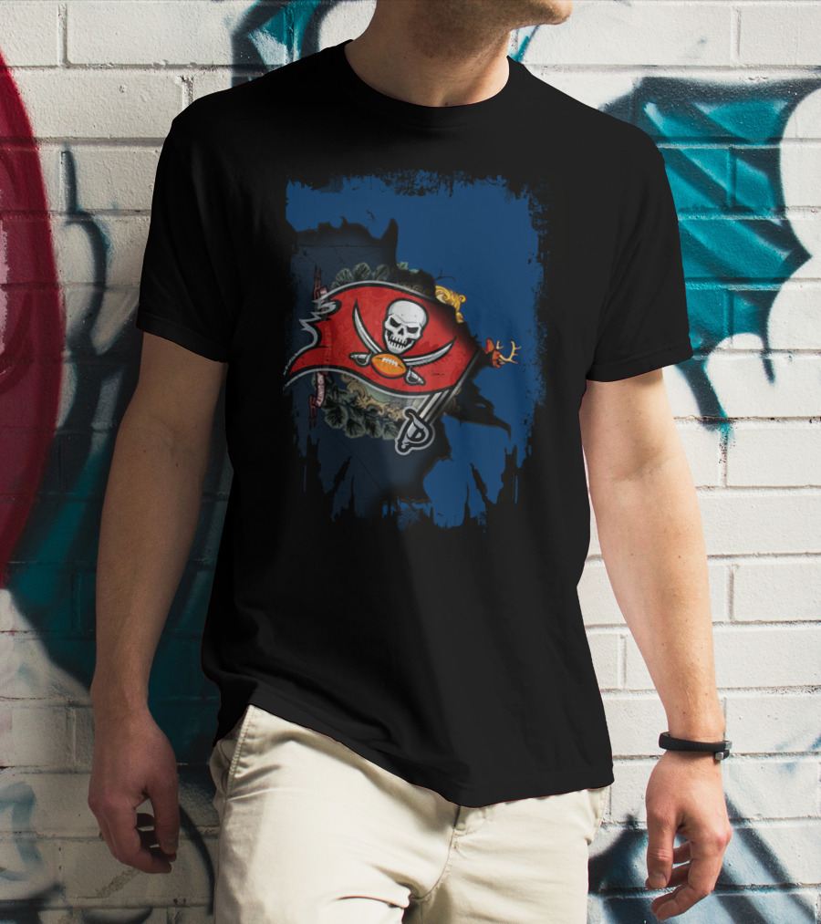 Together Vermont Buccaneers Flag With Skull And Football T-Shirt