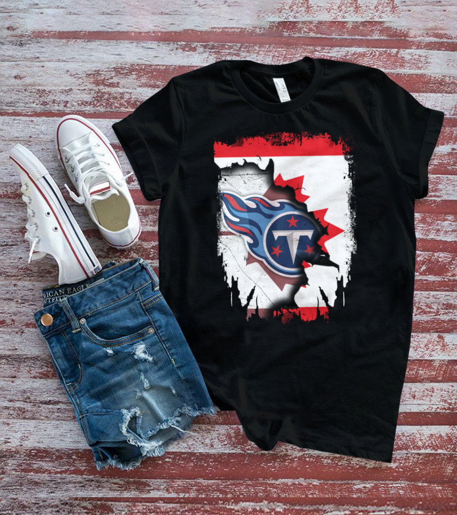 Canada Titans NFL Collaboration With Canadian Flag And Tennessee T-Shirt