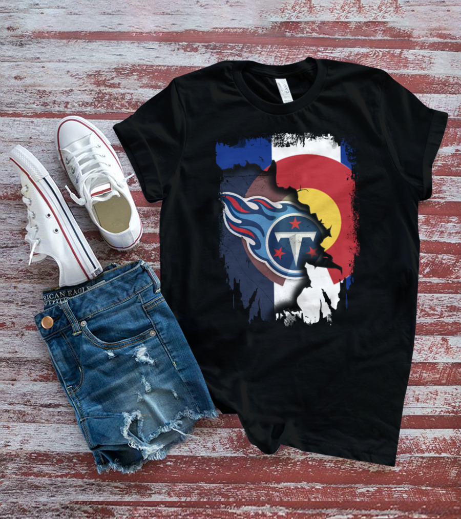 Together Colorado With Titans Logo Overlapping State Flag Colors T-Shirt