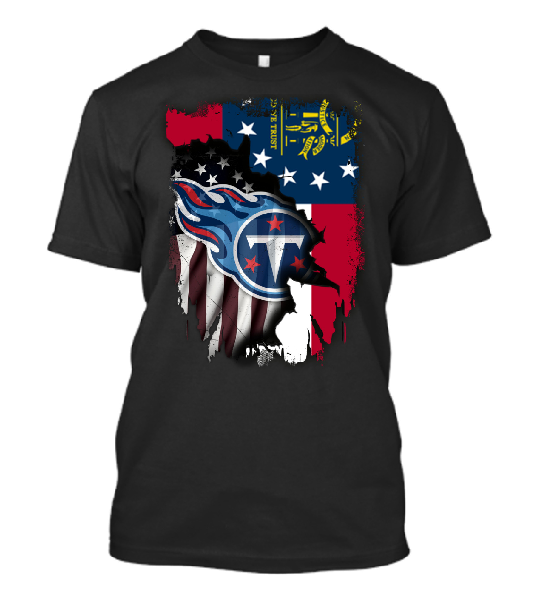 Georgia State Flag With Tennessee Titans Logo Fusion T-Shirt