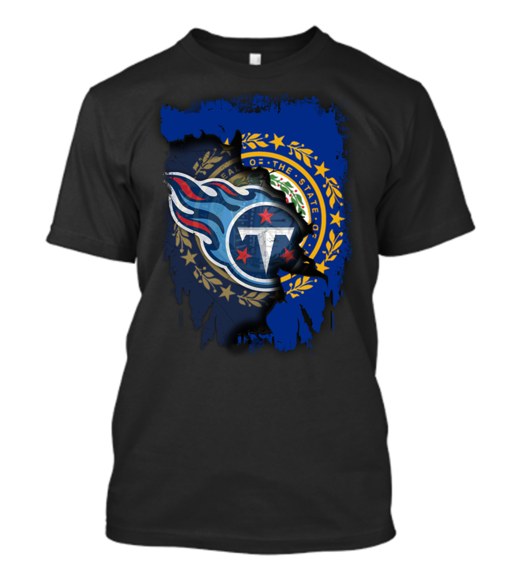 New Hampshire United With Titans Emblem And State Seal Fusion T-Shirt