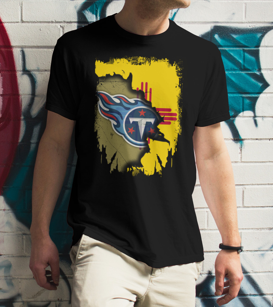 Together New Mexico Titans Flame Logo Zia Symbol Background T-Shirt