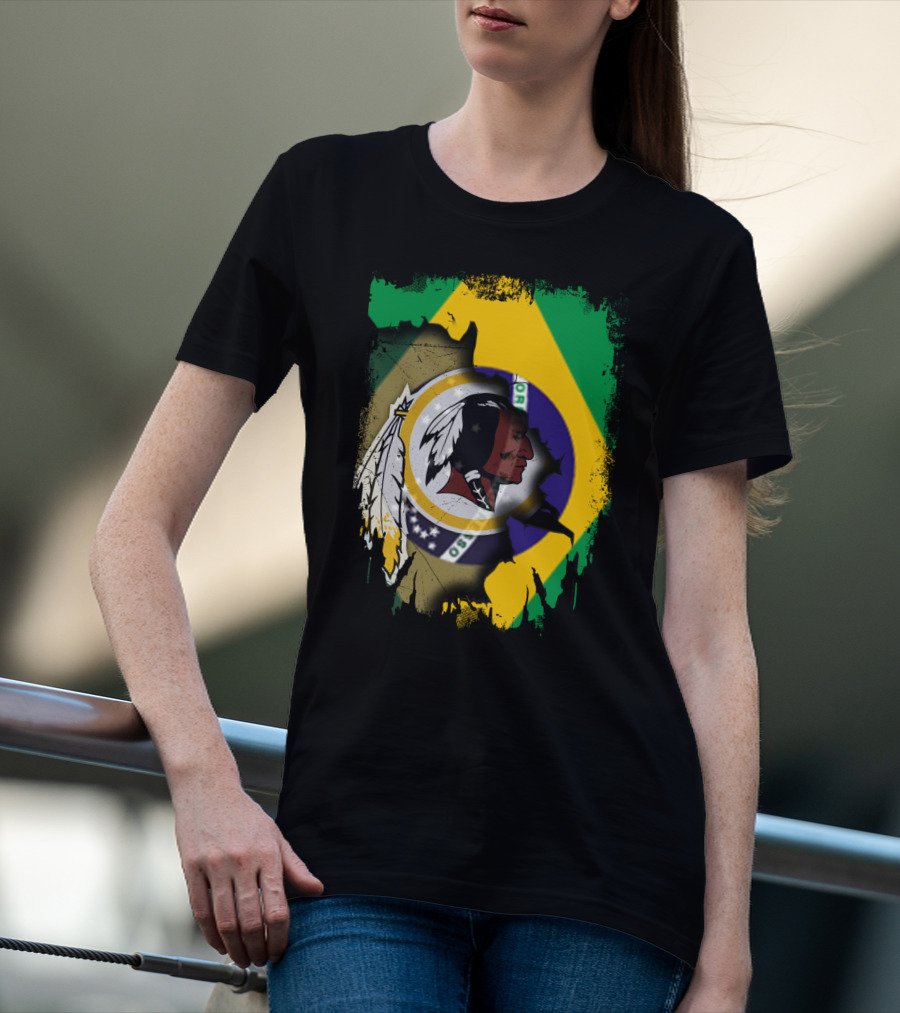 Together Brazil Flag With Redskins Football Team T-Shirt