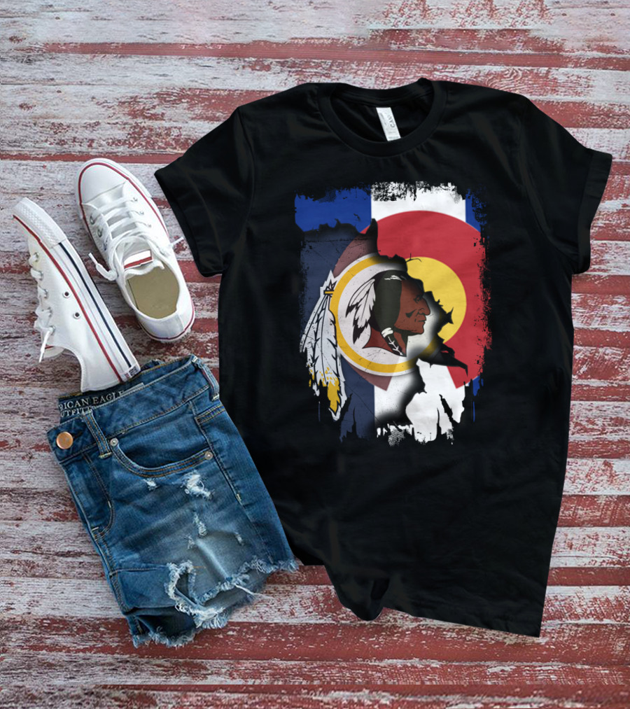 Colorado Flag Redskins Logo Together T-Shirt
