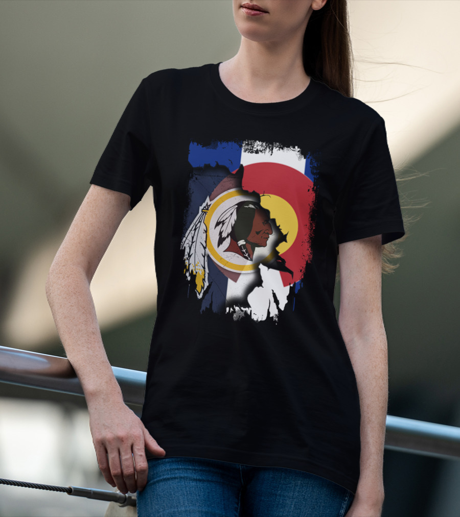 Colorado Flag Redskins Logo Together T-Shirt