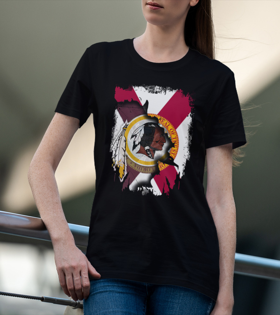 Florida State Flag With Redskins Face And Logo Together T-Shirt