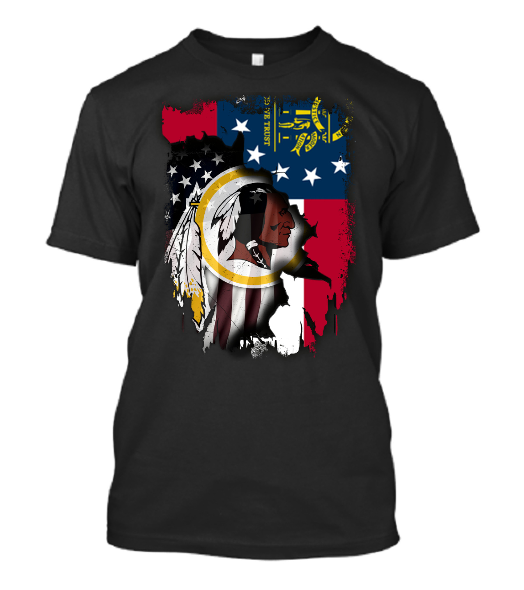 Georgia State Flag Merged With Washington Redskins T-Shirt