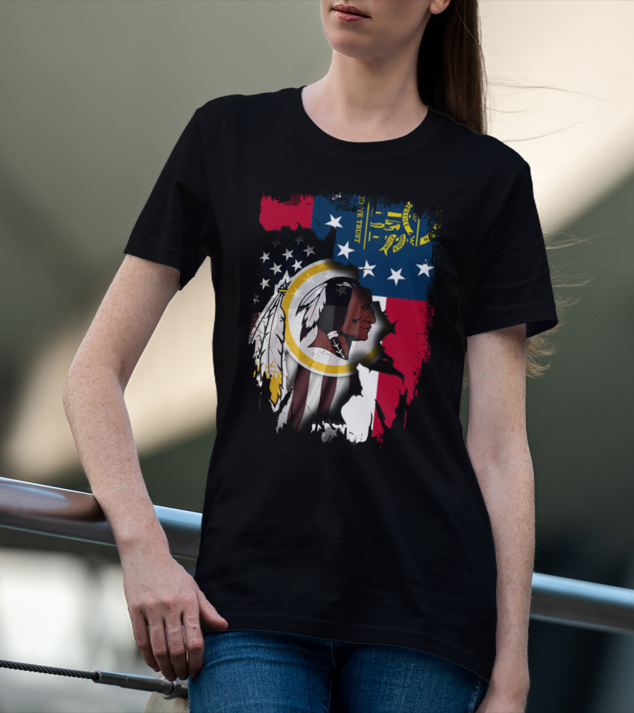 Georgia State Flag Merged With Washington Redskins T-Shirt