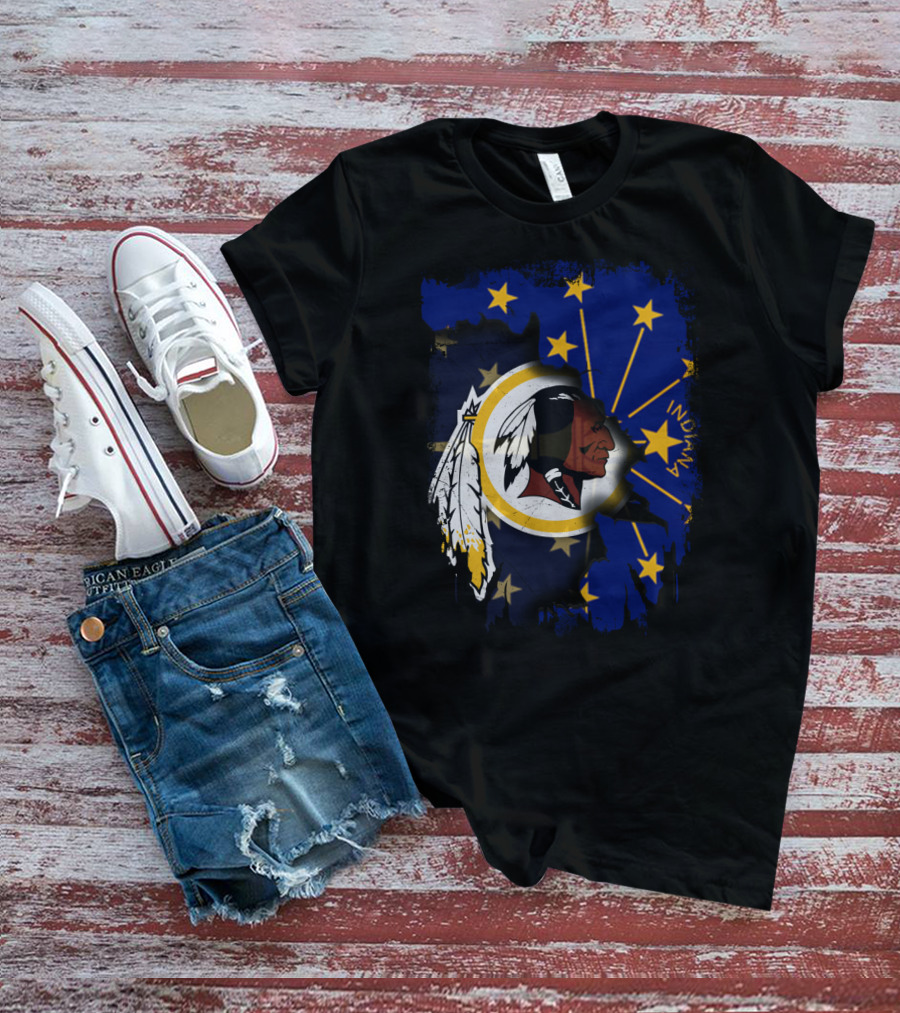 Indiana Stars And Redskins Logo Fusion T-Shirt