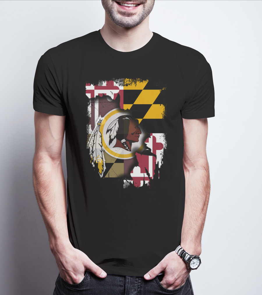 Maryland Flag With Washington Redskins T-Shirt