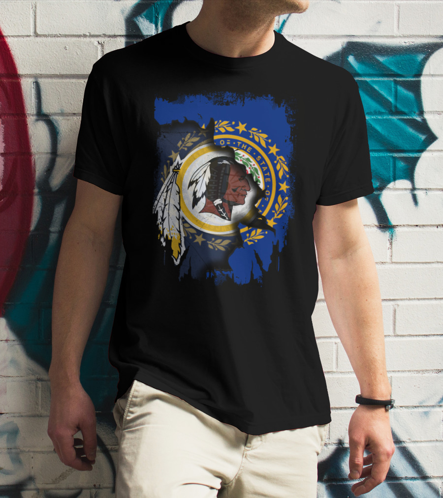New Hampshire State Seal Blended With Historical Redskins T-Shirt
