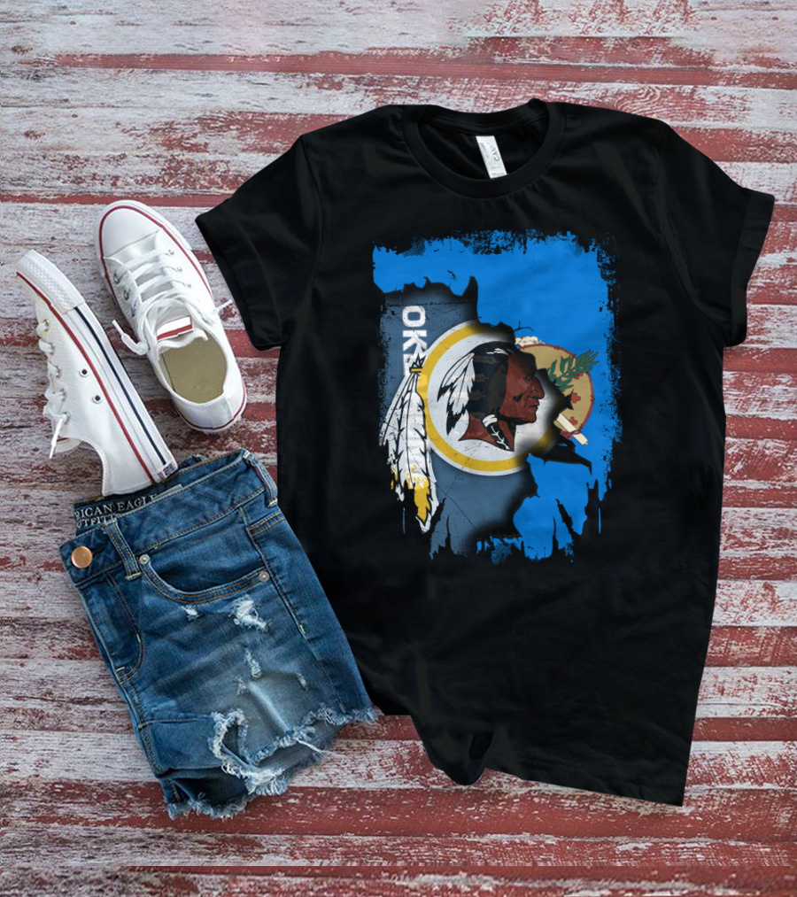 Oklahoma With Redskins Logo And Flag Elements T-Shirt