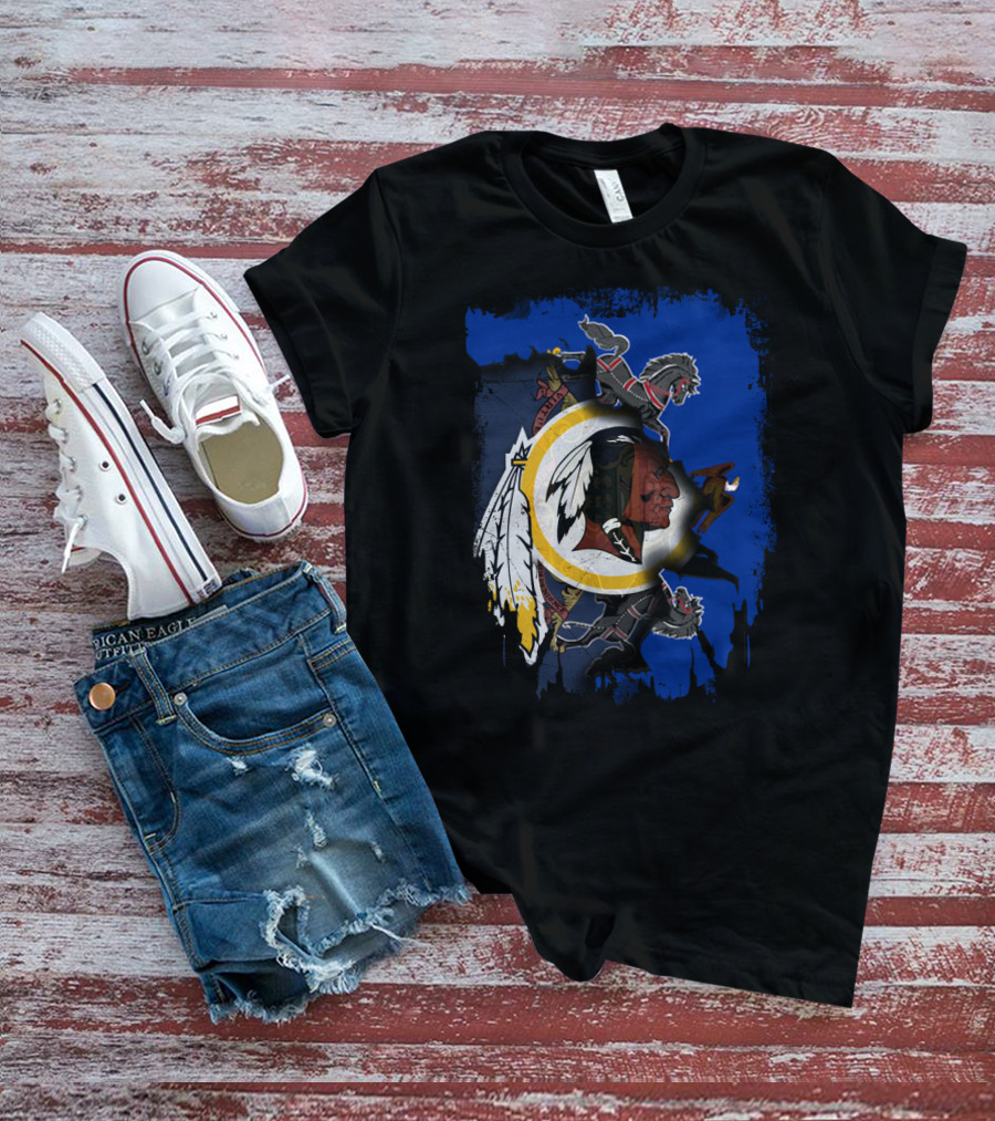 Together Pennsylvania Washington Redskins Logo With Two Black Knights Lions T-Shirt