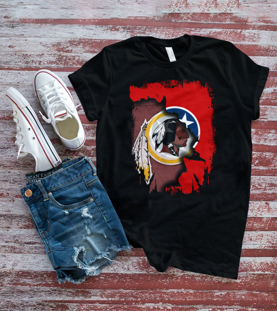 Tennessee Flag Overlay With Redskins Logo T-Shirt