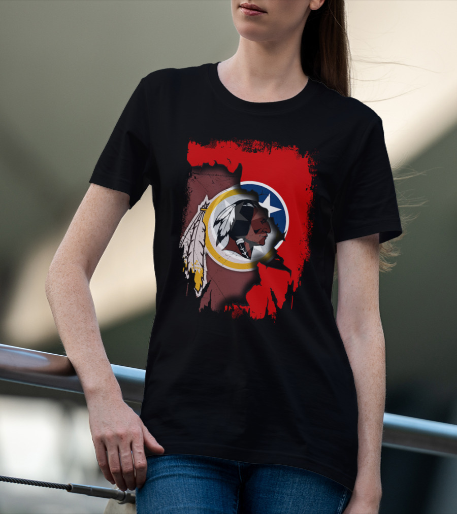 Tennessee Flag Overlay With Redskins Logo T-Shirt