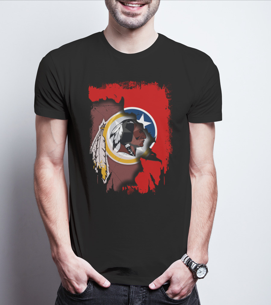 Tennessee Flag Overlay With Redskins Logo T-Shirt