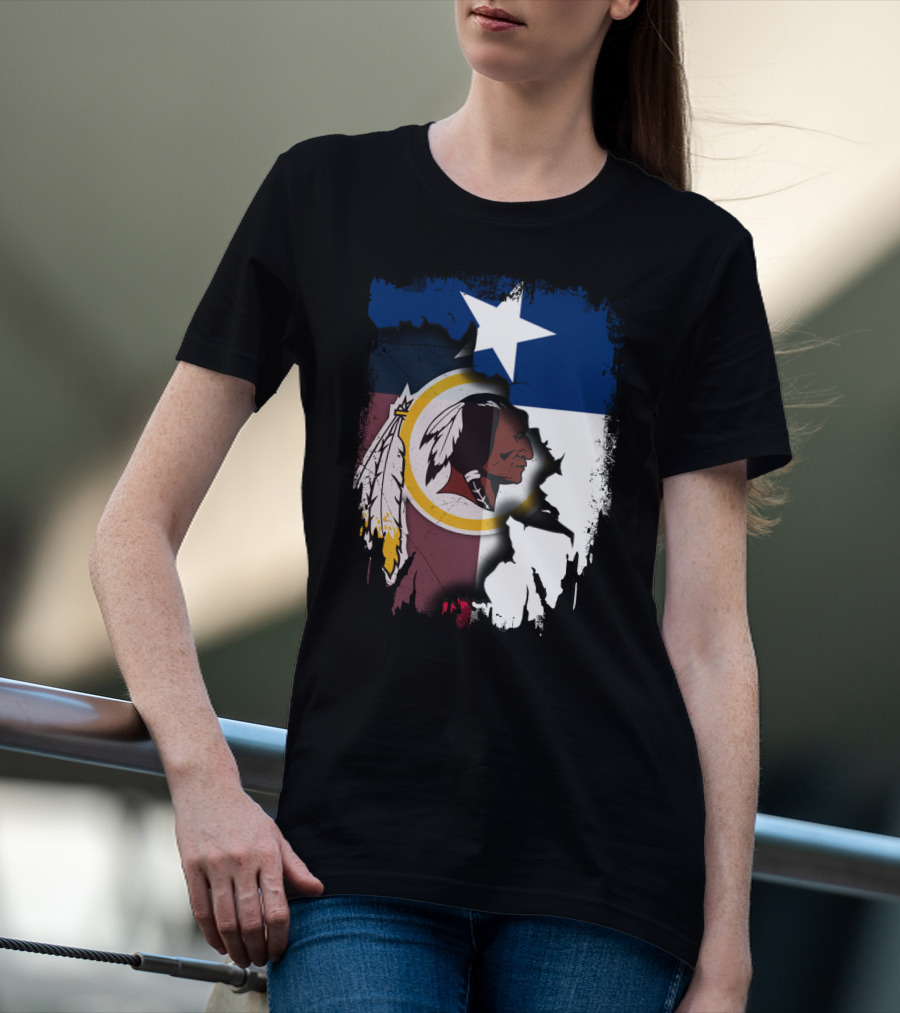 Texas Flag And Washington Redskins Logo United T-Shirt