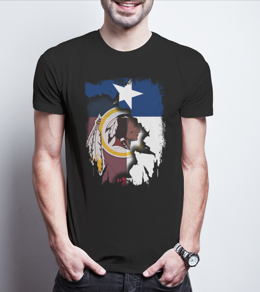 Texas Flag And Washington Redskins Logo United T-Shirt