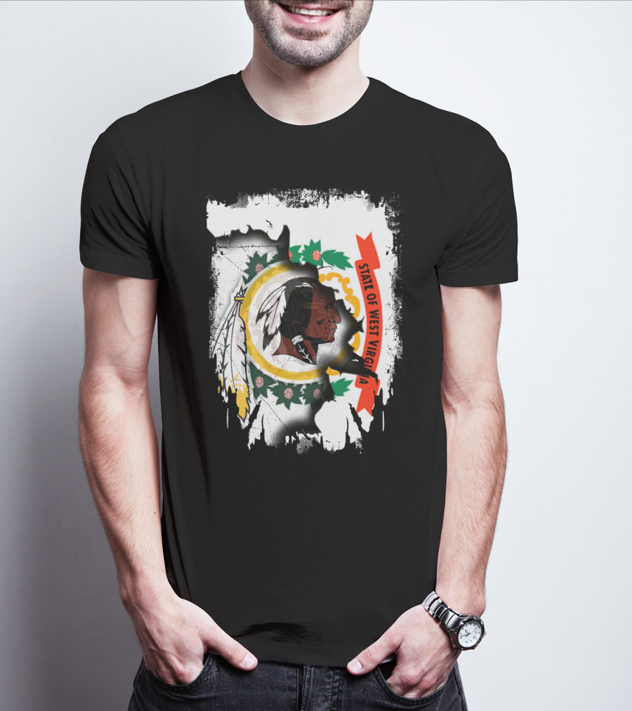 State Of West Virginia Redskins Collaboration T-Shirt