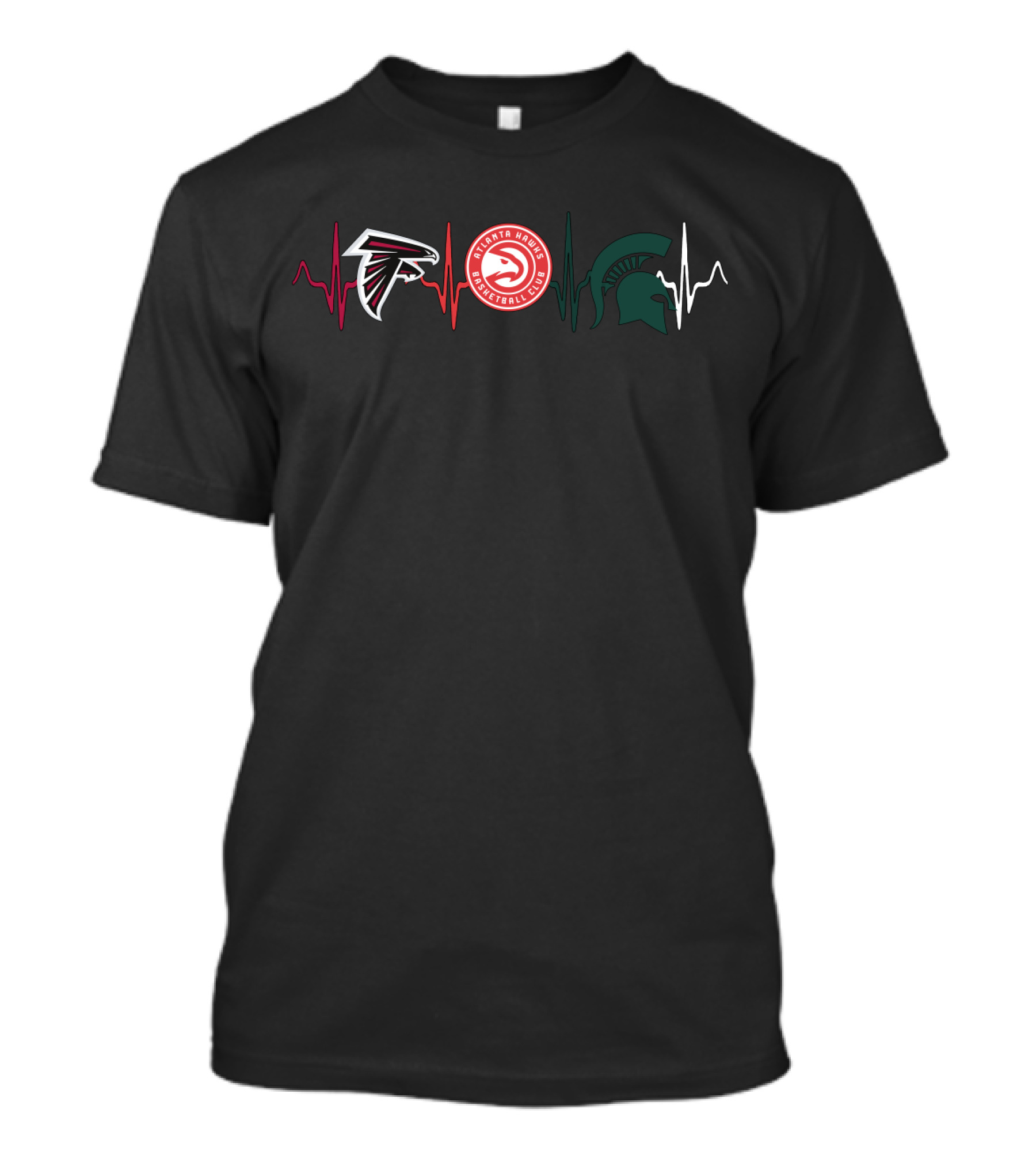 Atlanta Falcons Hawks Michigan State Spartans Heartbeat Mss T-Shirt