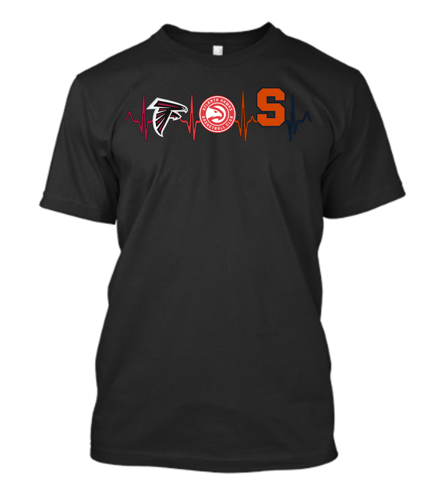 Atlanta Falcons Hawks With Syracuse Orange Heartbeat T-Shirt