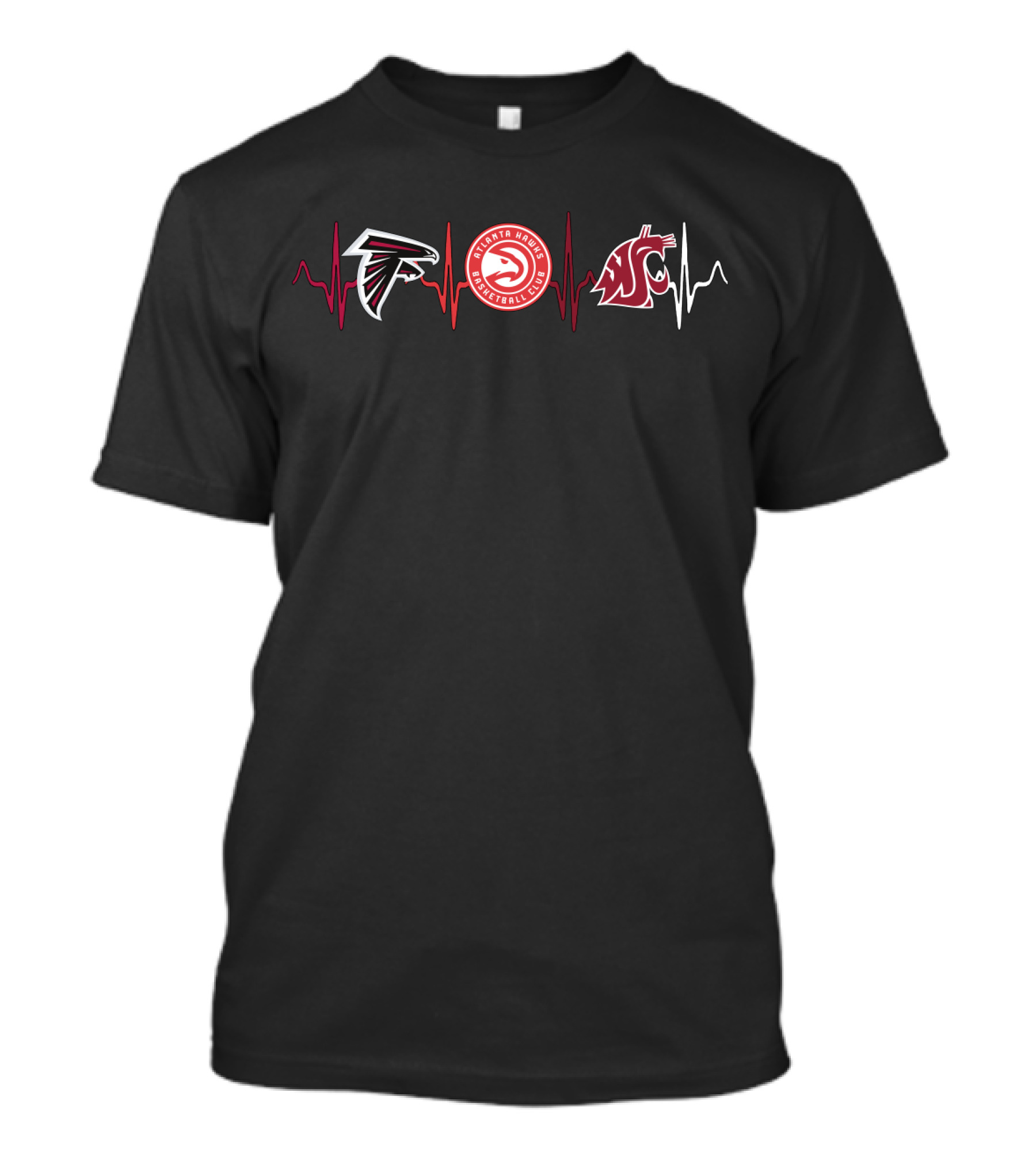 Atlanta Falcons Atlanta Hawks Washington State Cougars Heartbeat T-Shirt