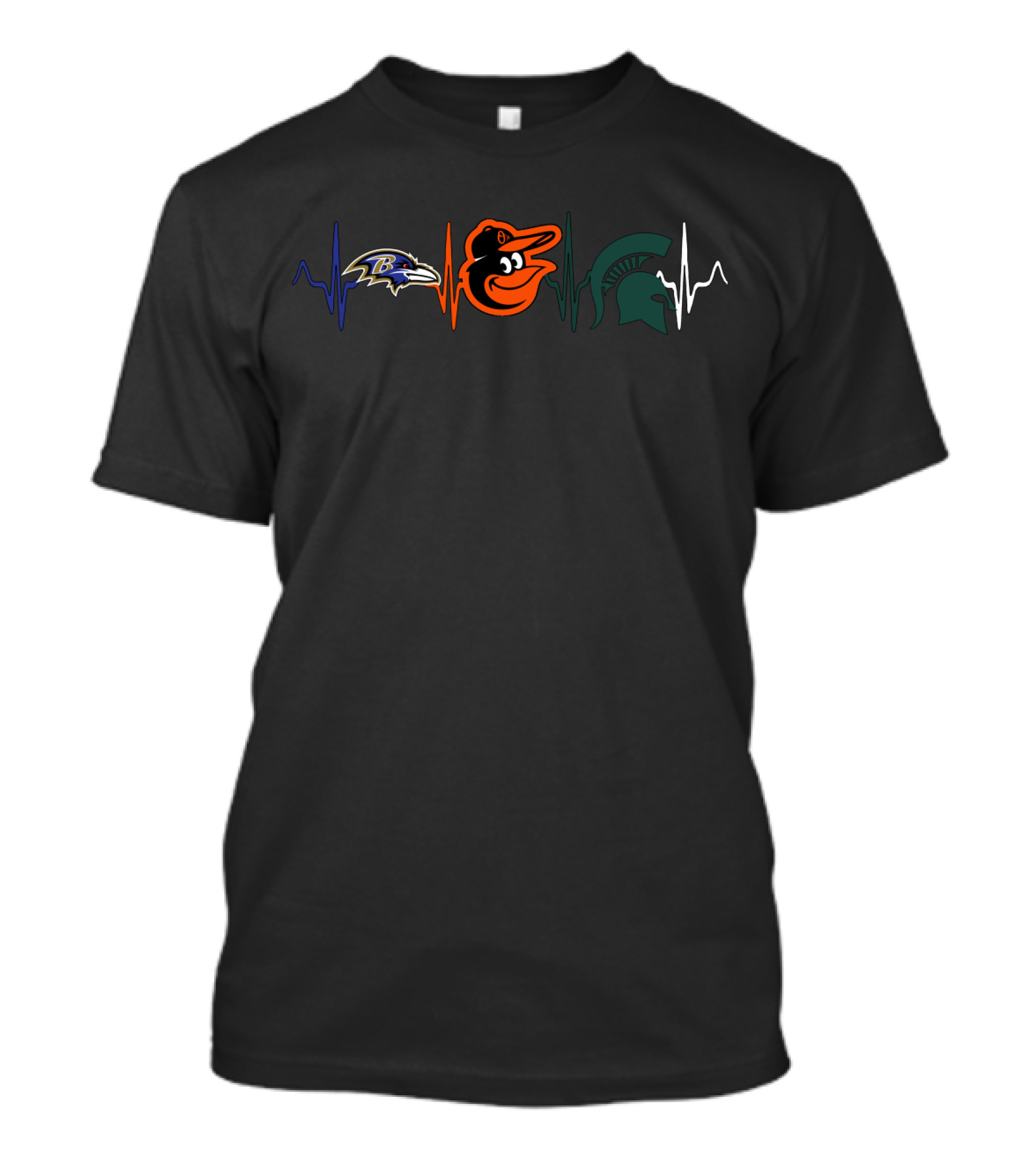 Baltimore Ravens Orioles Spartans Heartbeat Mss T-Shirt