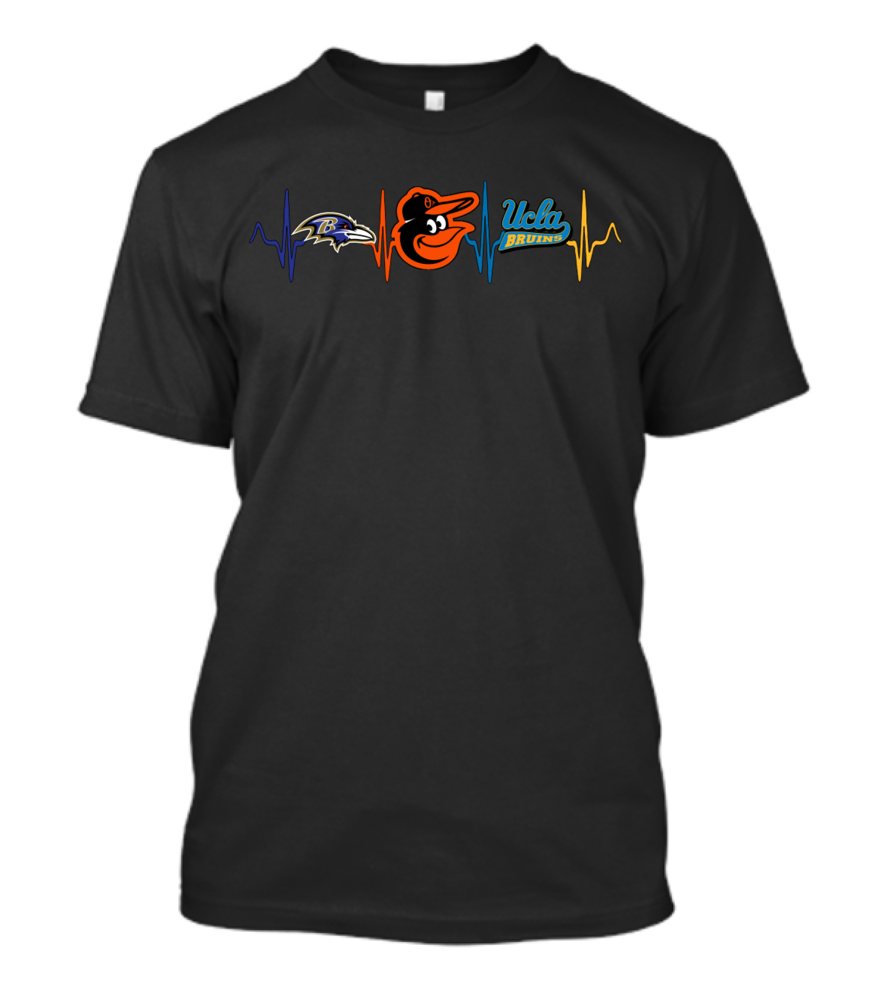 Baltimore Ravens Baltimore Orioles Ucla Bruins Heartbeat T-Shirt