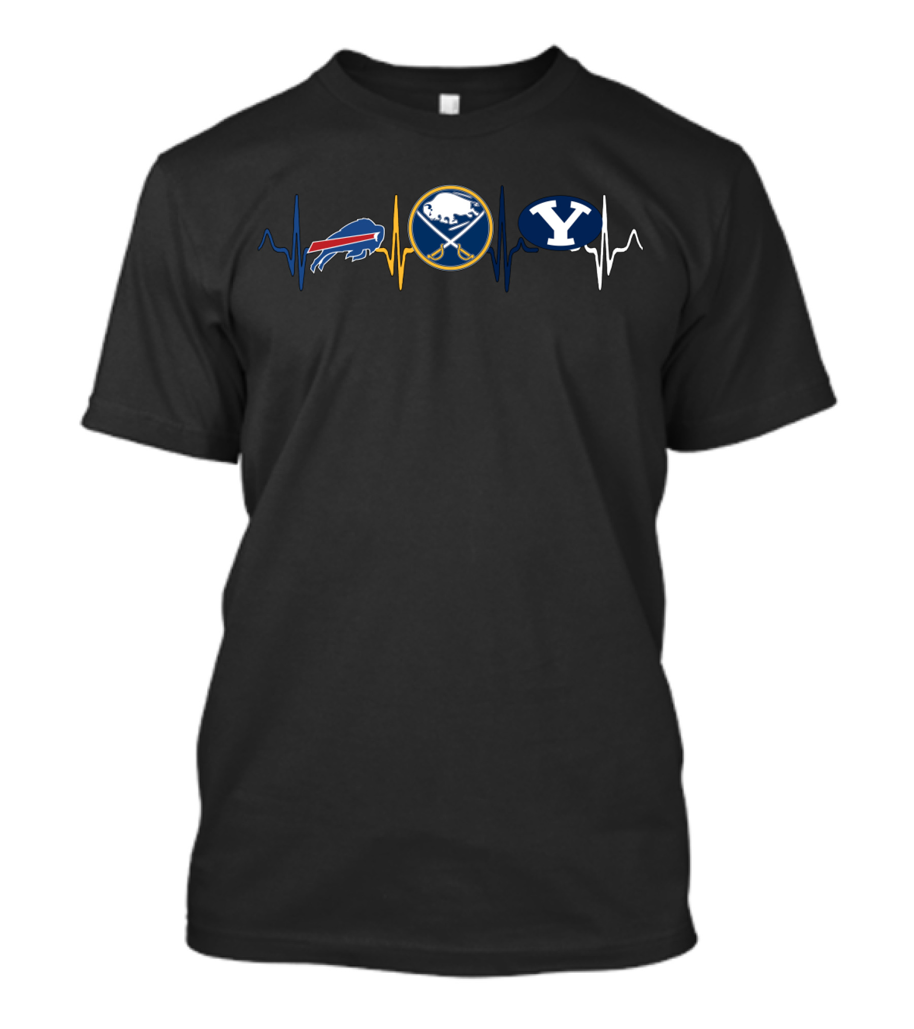 Buffalo Bills And Buffalo Sabres With Byu Cougars Heartbeat T-Shirt
