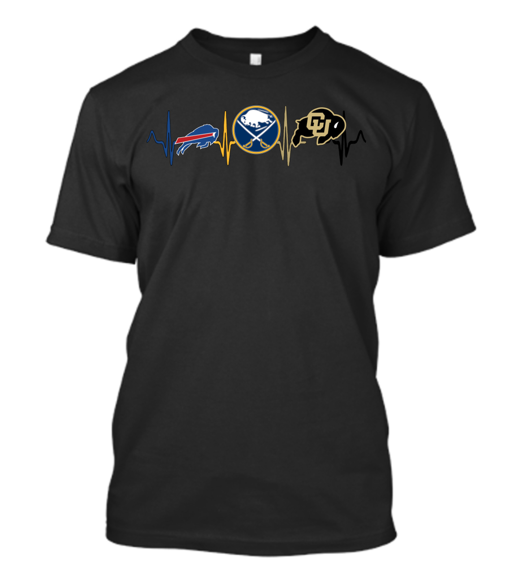 Buffalo Bills Buffalo Sabres Colorado Buffaloes Heartbeat Fan T-Shirt