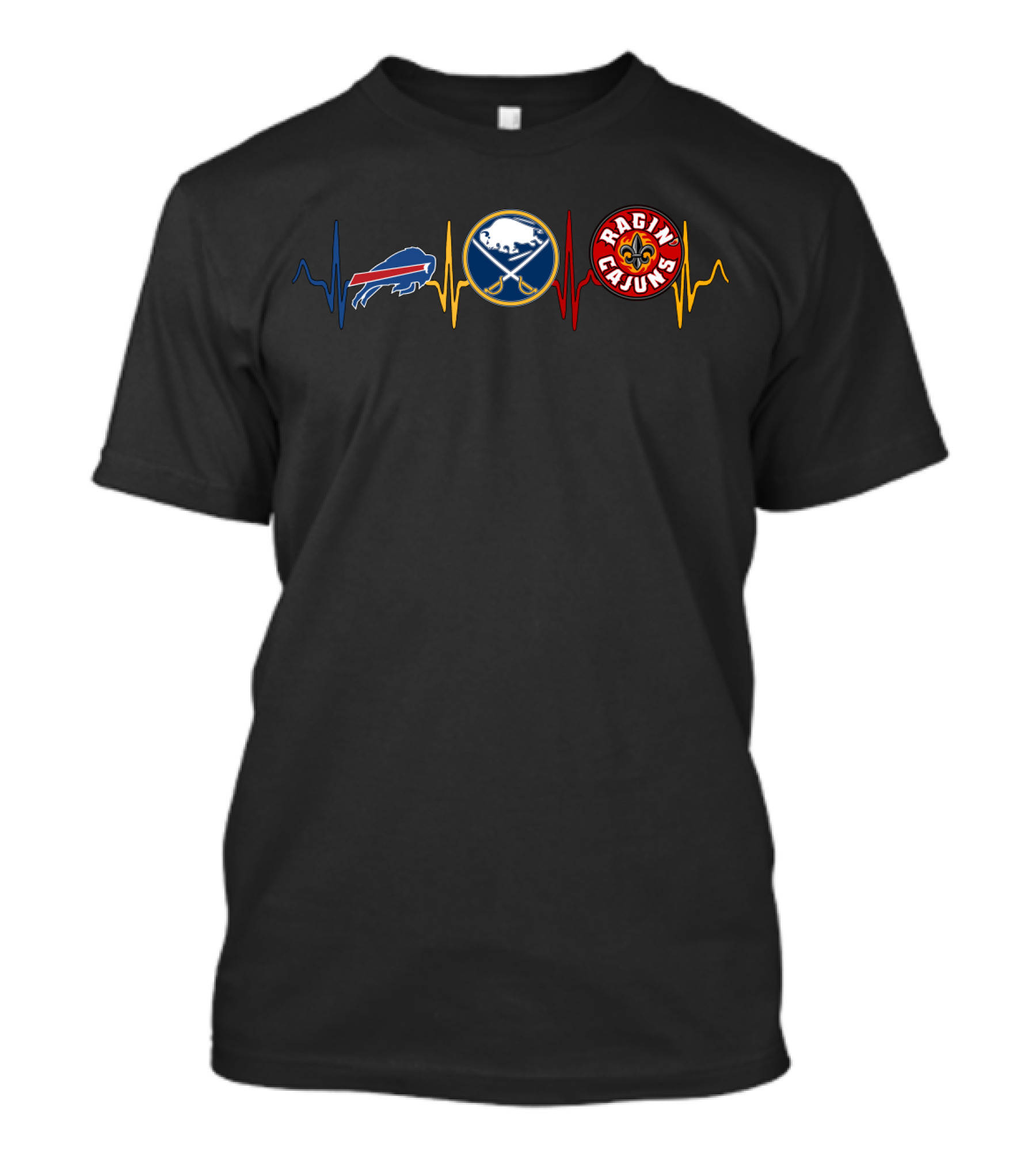 Love Buffalo Bills Sabres Ragin Cajuns Heartbeat T-Shirt
