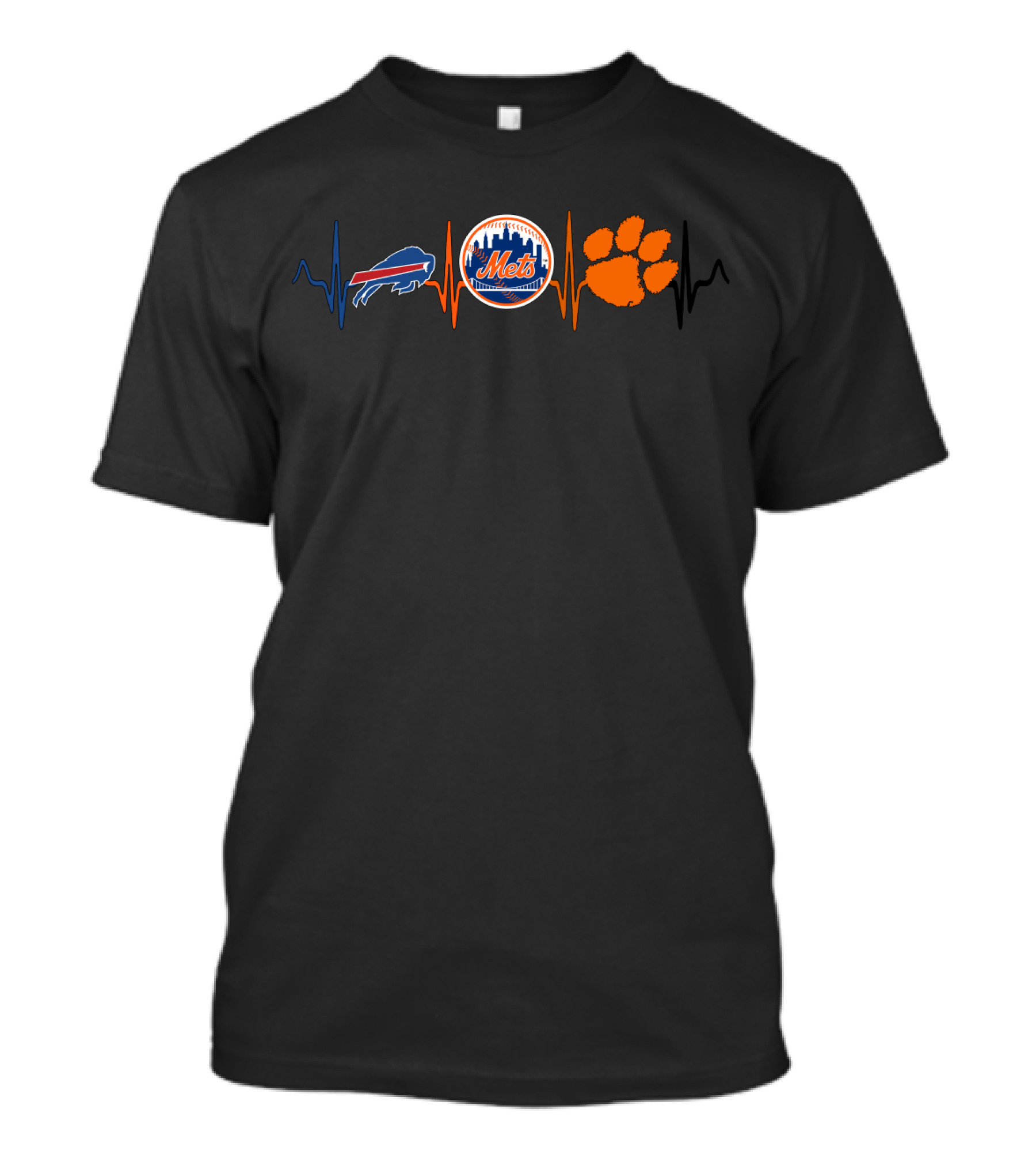 Buffalo Bills New York Mets Clemson Tigers Heartbeat Ct T-Shirt