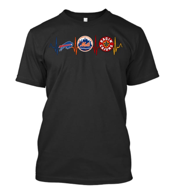 Buffalo Bills New York Mets Louisiana Ragin Cajuns Heartbeat T-Shirt