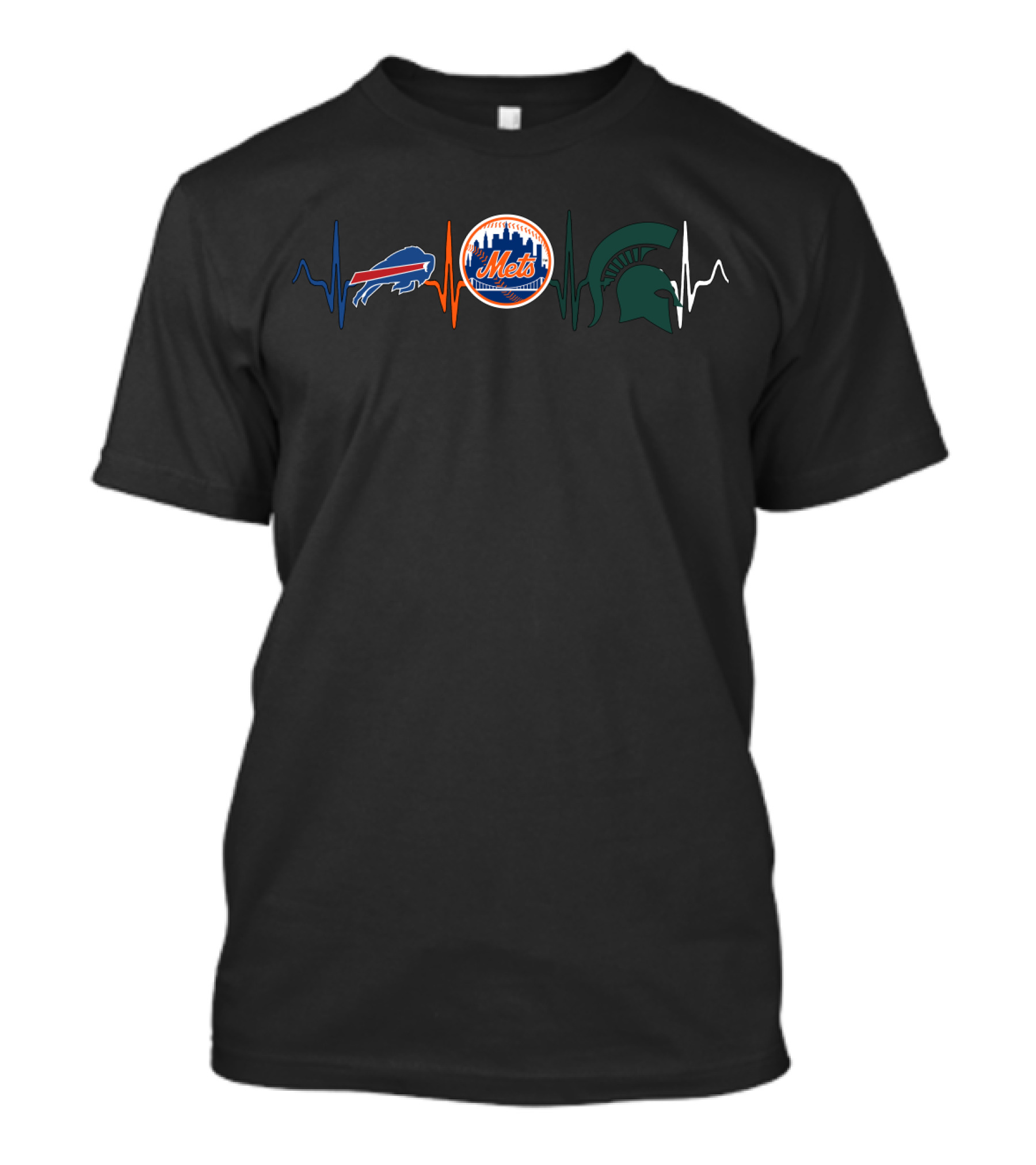 Buffalo Bills New York Mets Michigan State Spartans Heartbeat T-Shirt