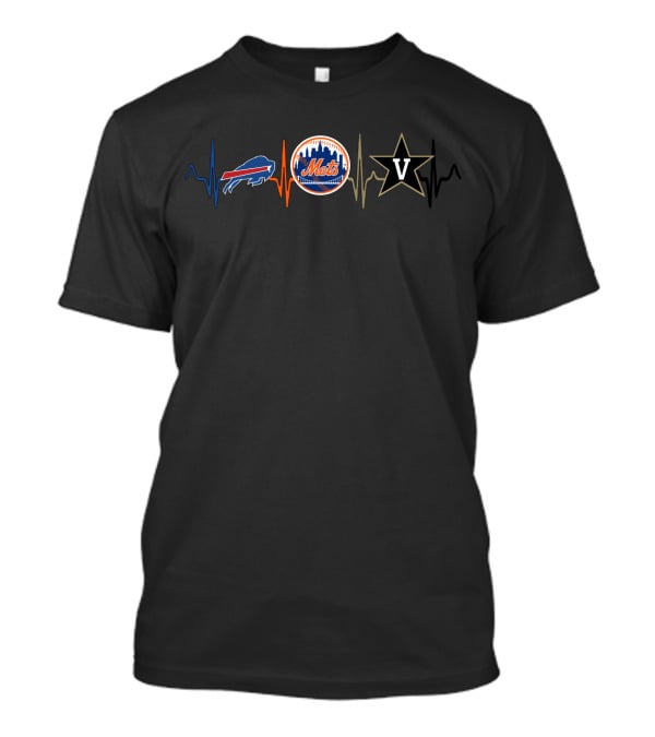 Love Bills New York Mets Vanderbilt Commodores Heartbeat T-Shirt